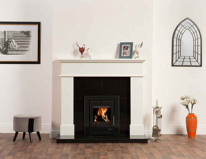 Vitae 6kW cassette stove with Pisa Perla White surround