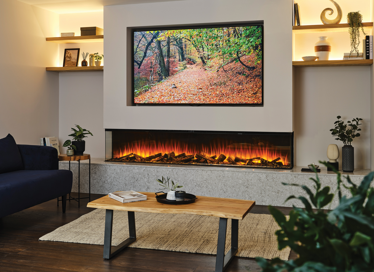 British Fires New Forest 2400 Deluxe in a media wall