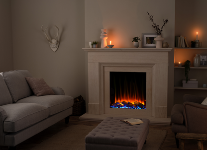 British Fires New Forest 650 electric fire in a dark room