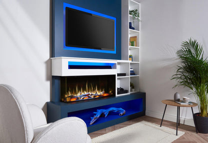Charlton & Jenrick iRange i1000e Deep three-sided with white flame, woodland logs and LEDs
