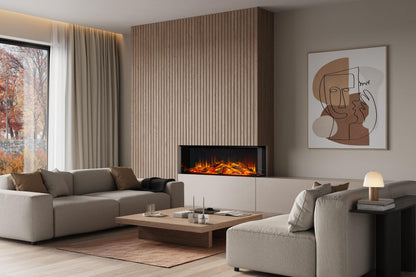 Charlton & Jenrick iRange i1250e Deep two-sided in a feature wall with Real Oak Premium logs
